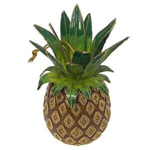 Pineapple Christmas Ornament Enamel 4" Vintage Nyco Nicki Yassaman